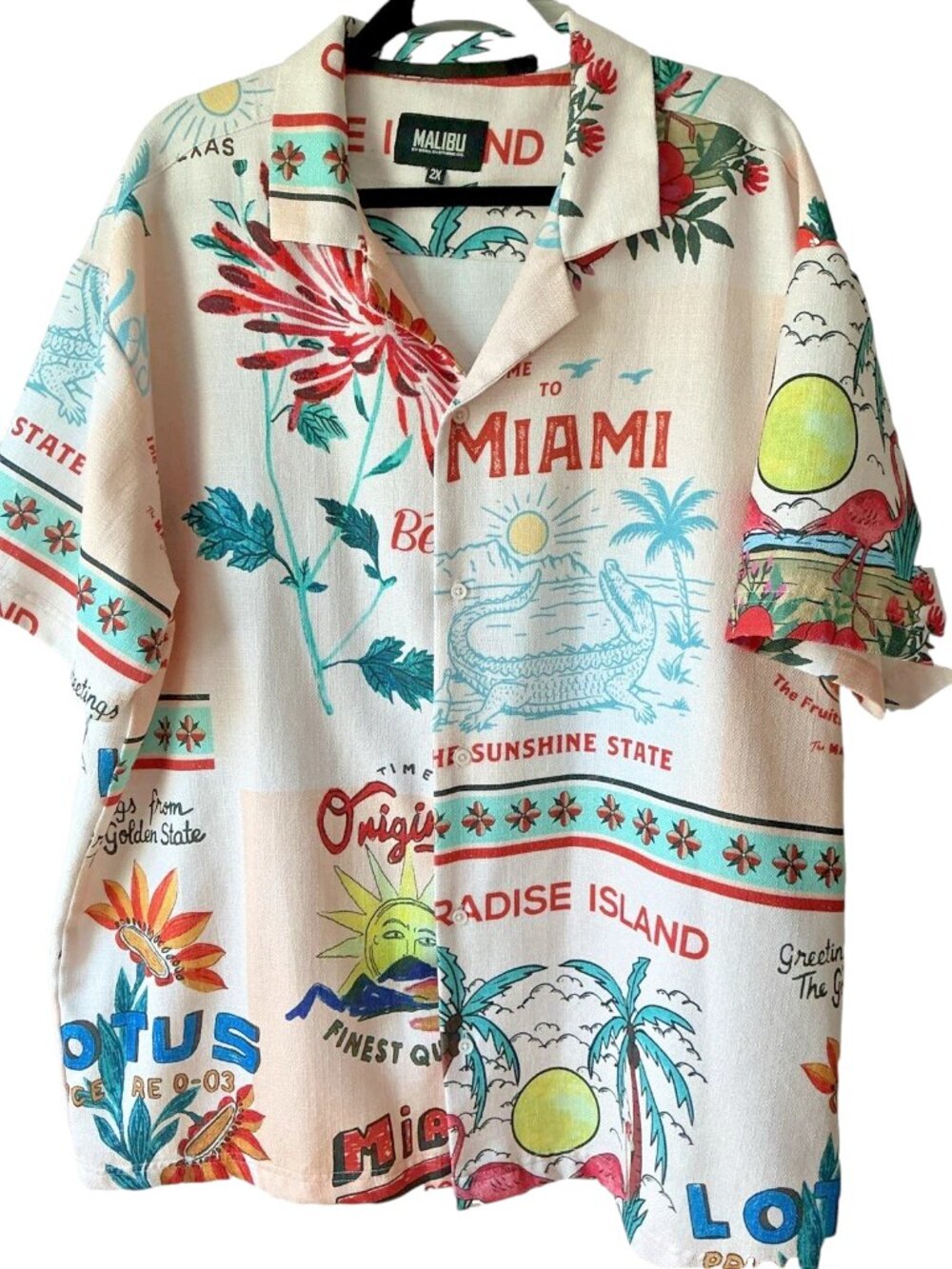 Malibu Men's Miami button-down shirt all over print Malibu Clothing Co 2XL